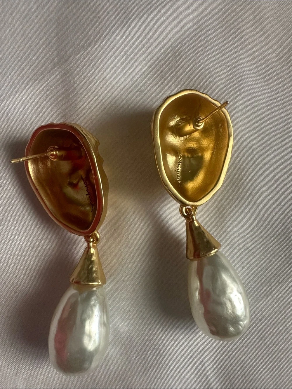 Vintage Schiaparelli Sculpted Human Face Drop Pearls Earrings